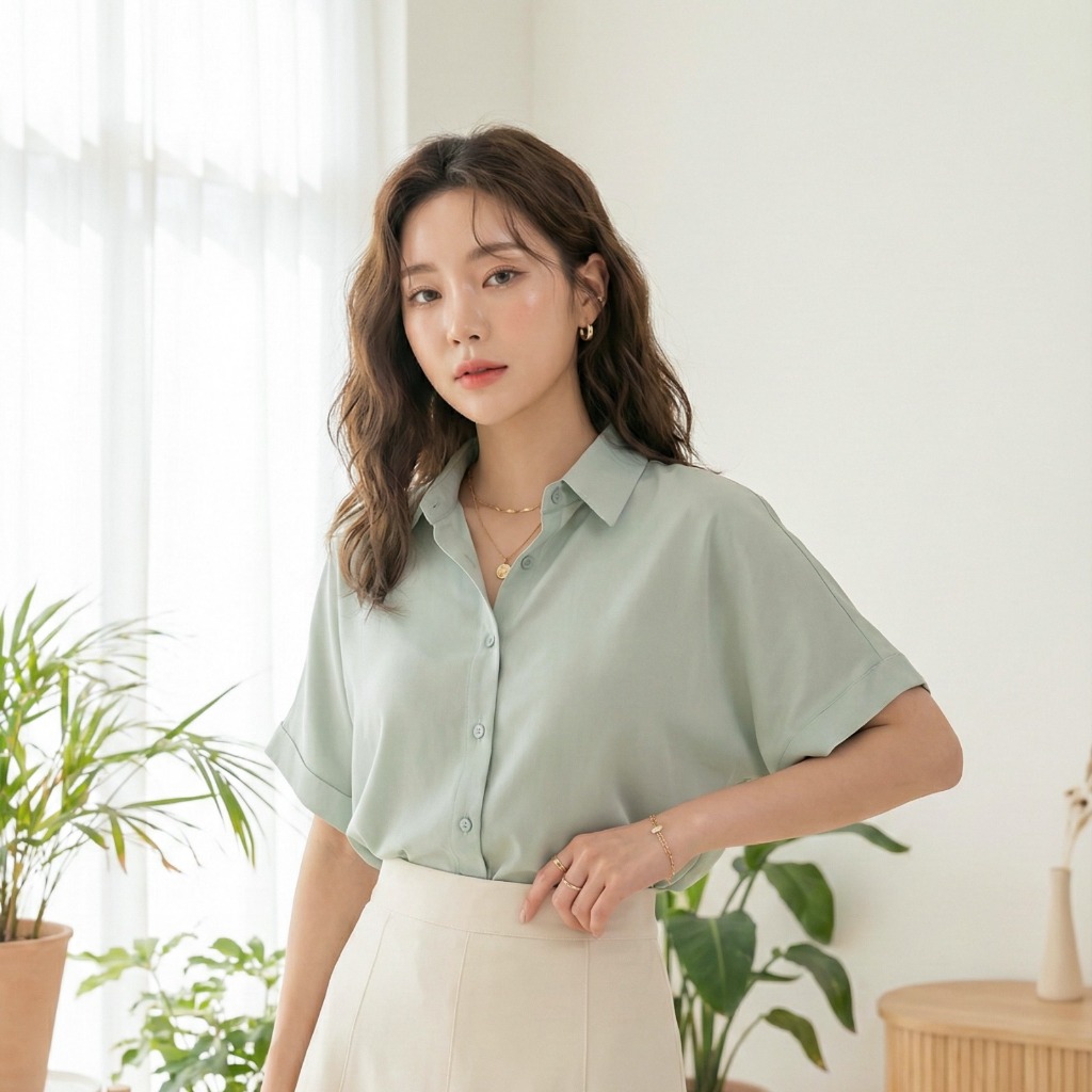 KEMEJA KATUN Elegant and Fashion Womens Blouse JB Oversize Jumbo Short Sleeve Shirt 5 Cotton Materia