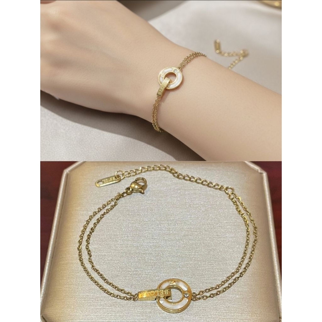 TITANIUM GOLD LAYER RING BELOVE BRACELET, RUST RESISTANT