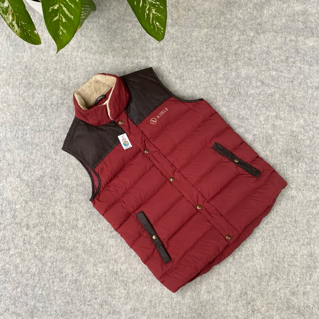 MERAH Vest tompi puffet ห่านลง aigle อิฐสุดเจ๋ง สีแดง