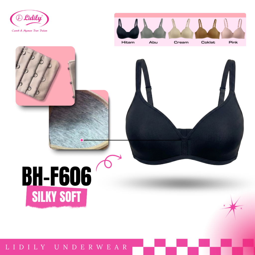Lifily - Underwire Bra ผู้หญิง F606 Silky Soft Cup B ขนาด 34–40 สายรัดปรับได้ 3 ตะขอ