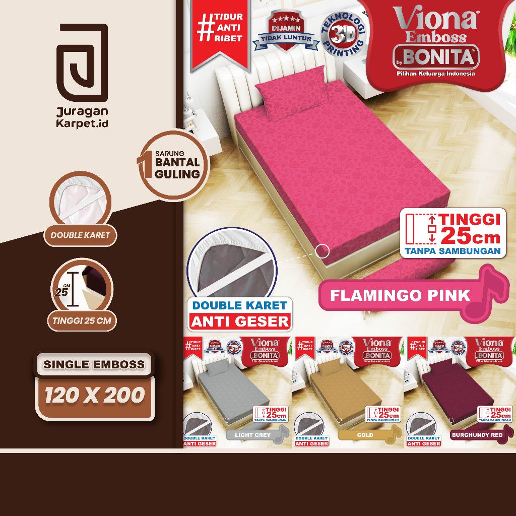 VIONA SINGLE EMBOSSED BEDSHEET 120X200