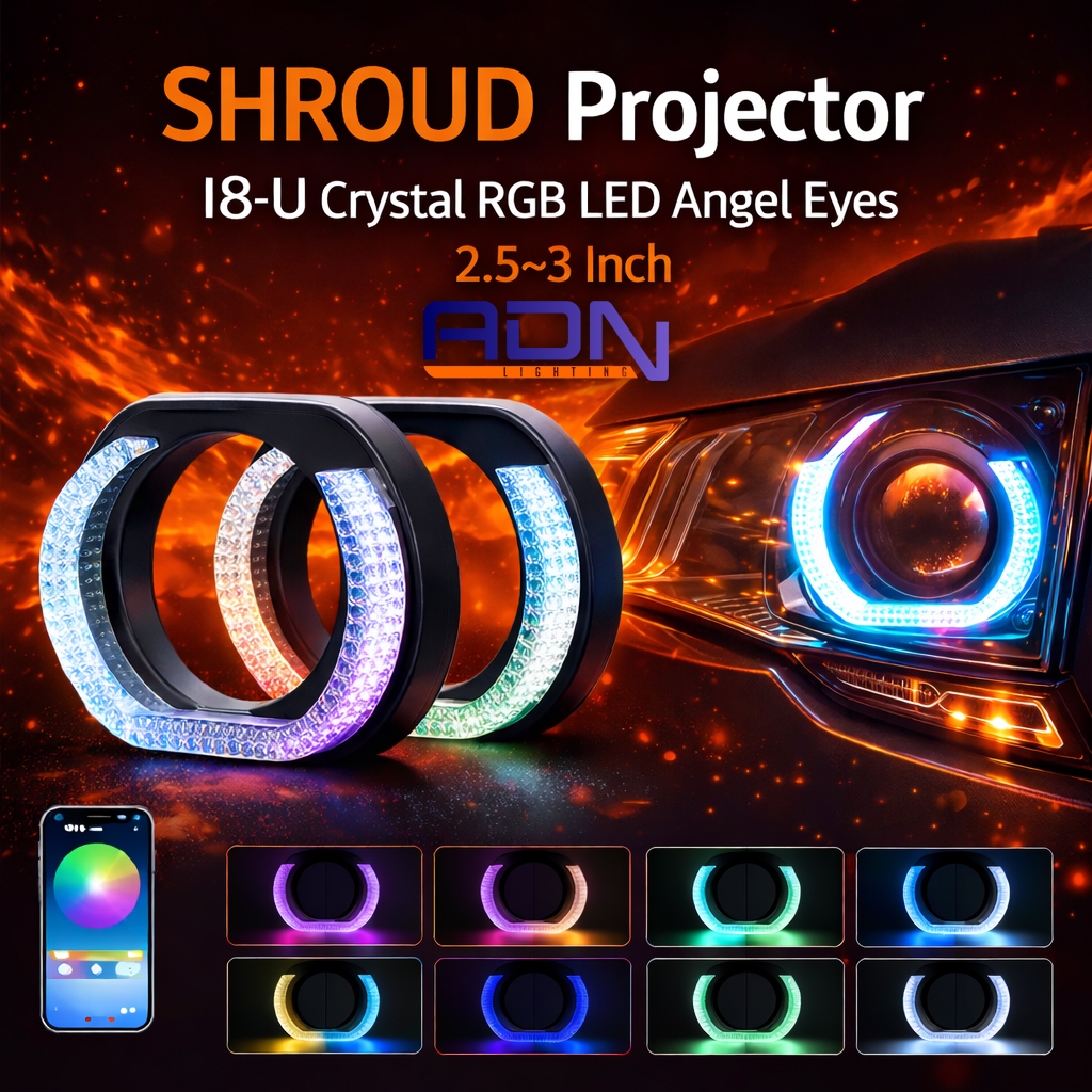 ADN I8 U แหวน Shroud Bild RGB MATRIX 5D Glory 2.5 นิ้ว 3 ในรุ่น U PNP Bi Led สามารถเปิดสัญญาณมอเตอร์