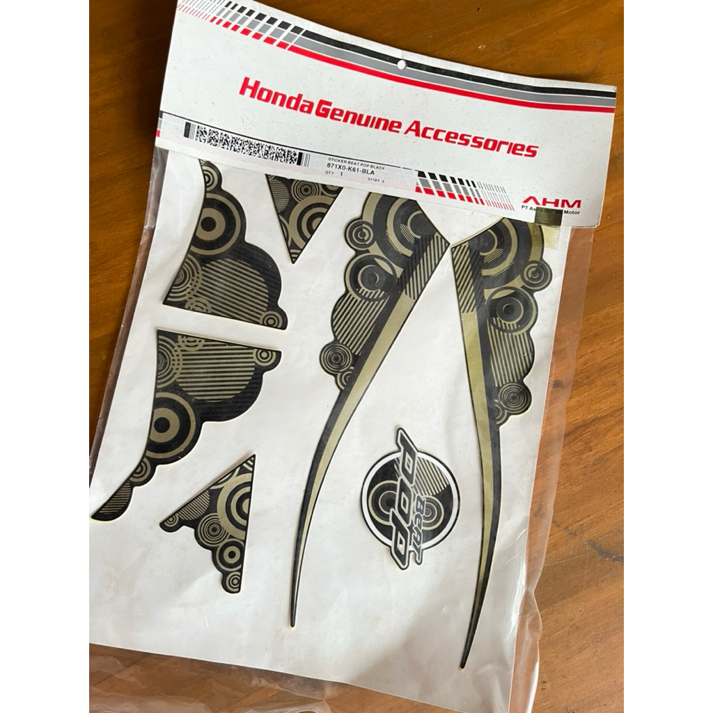 871X0-K61-BLA HONDA BEAT POP STICKER | สติ๊กเกอร์เสาร่างกาย AHM Beat Pop Black ดั้งเดิม