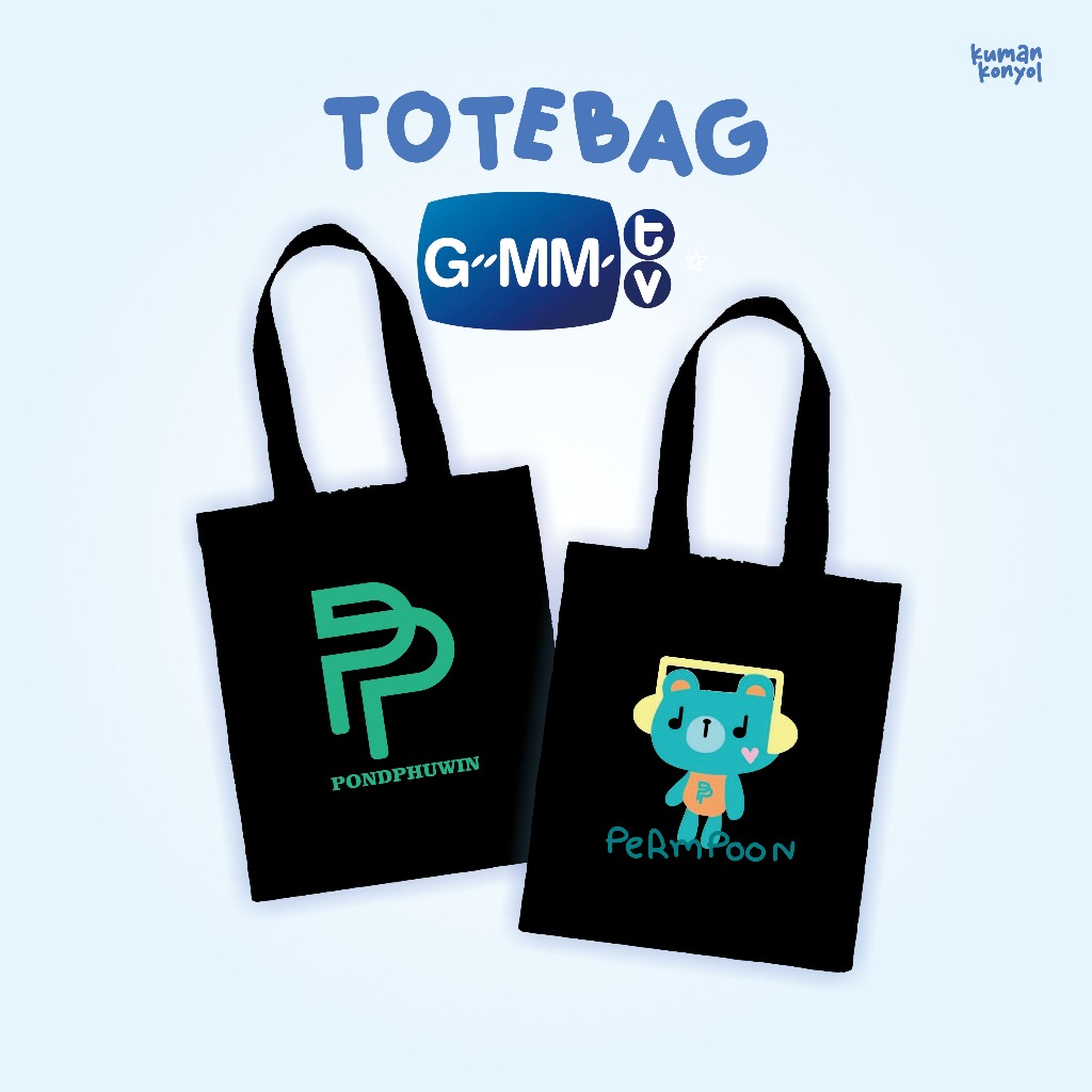 GMMTV BLACK TOTEBAG - GMM TV MERCH NON OFFICIAL - FANMADE - MASKOT LOGO TOTE BAG