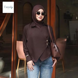 CASUALY - Viola Blouse Wanita Crop Top Lengan Panjang