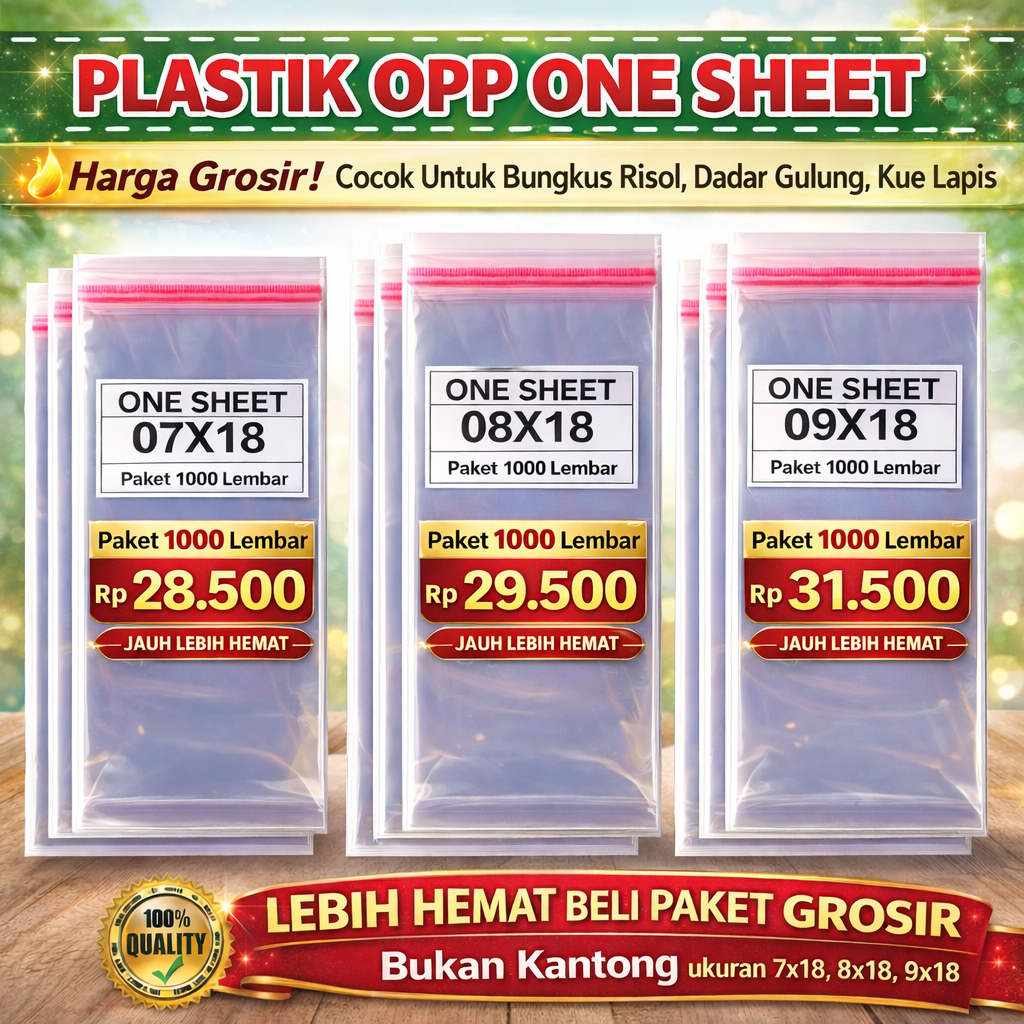 OPP Risoles พลาสติก 1000 แผ่น ขนาด 7x18, 8x18, 9x18 คุณภาพระดับพรีเมียม
