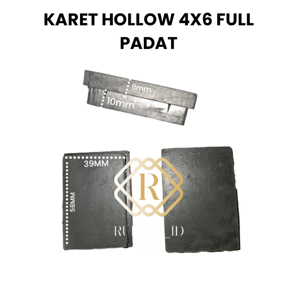 HOLLOW RUBBER 4X6 FULL SOLID [39X58 MM] HOLLOW IRON RUBBER/ TABLE RUBBER
