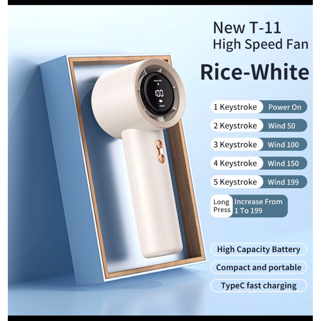 ใหม่ พัดลมมือถือขนาดเล็กแบบพกพาเป็นพิเศษ T-11 พัดลมมือถือ ลมแรง