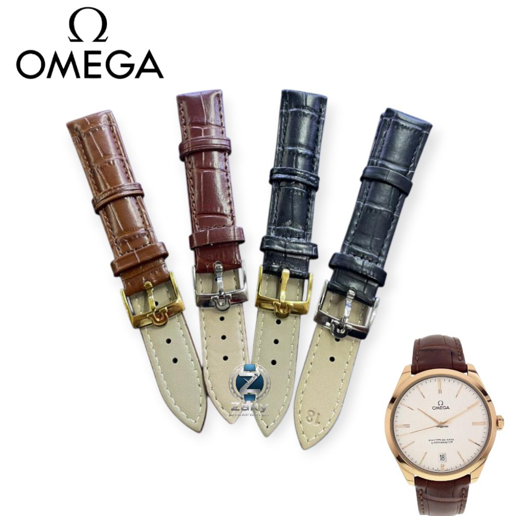 สายนาฬิกาหนังแท้ OMEGA ขนาด 18mm, 20mm