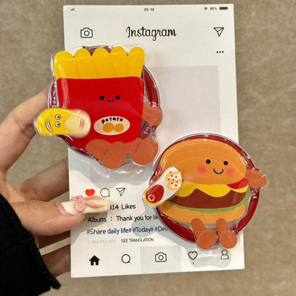 Iring Junkfood Iring Potato Popsoket Food ขาตั้งแม่เหล็กที่ไม่ซ้ํากันน่ารัก