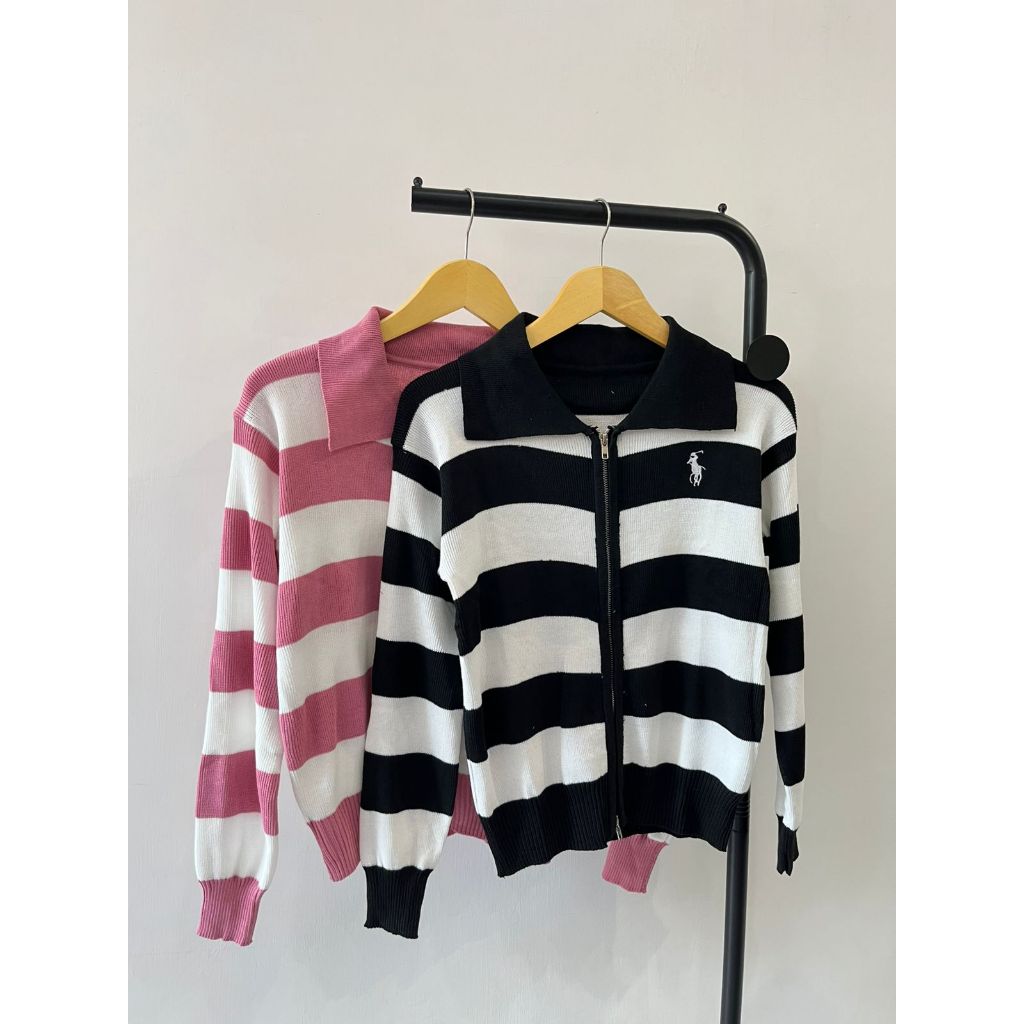 STRIPE CARDIGAN TOP I RALINE KOREAN STYLE KNIT CARDIGAN I PREMIUM THICK STRIPE KNIT