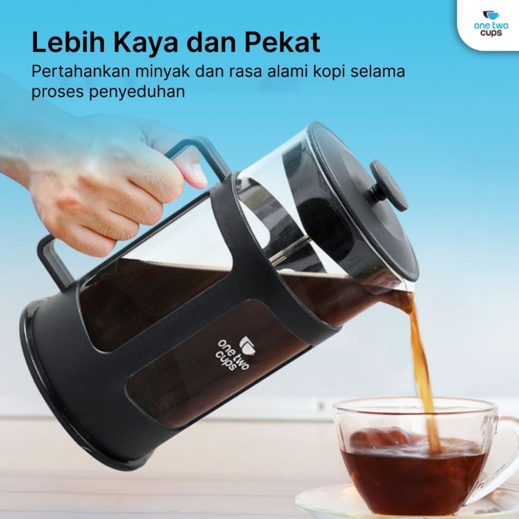 หนึ่งสองถ้วย French Press เครื่องชงกาแฟหม้อ Plunger แก้ว 1L