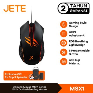 JETE MSX1 Mouse Gaming Kabel RGB 6 Buttons DPI 1200-3600 Garansi 2 Tahun