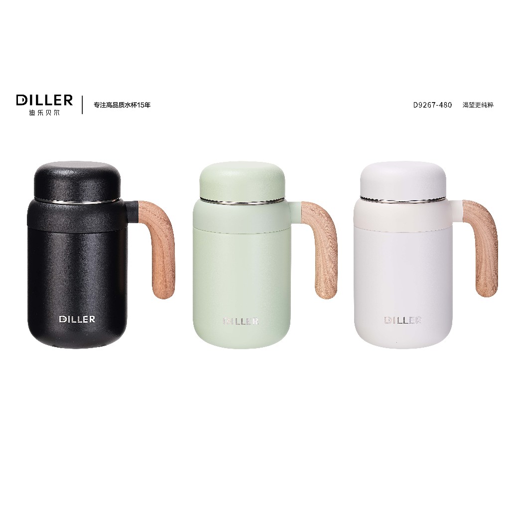 แก้วน้ําสแตนเลส 480 มล. Diller SUS316 ขวดแก้ว