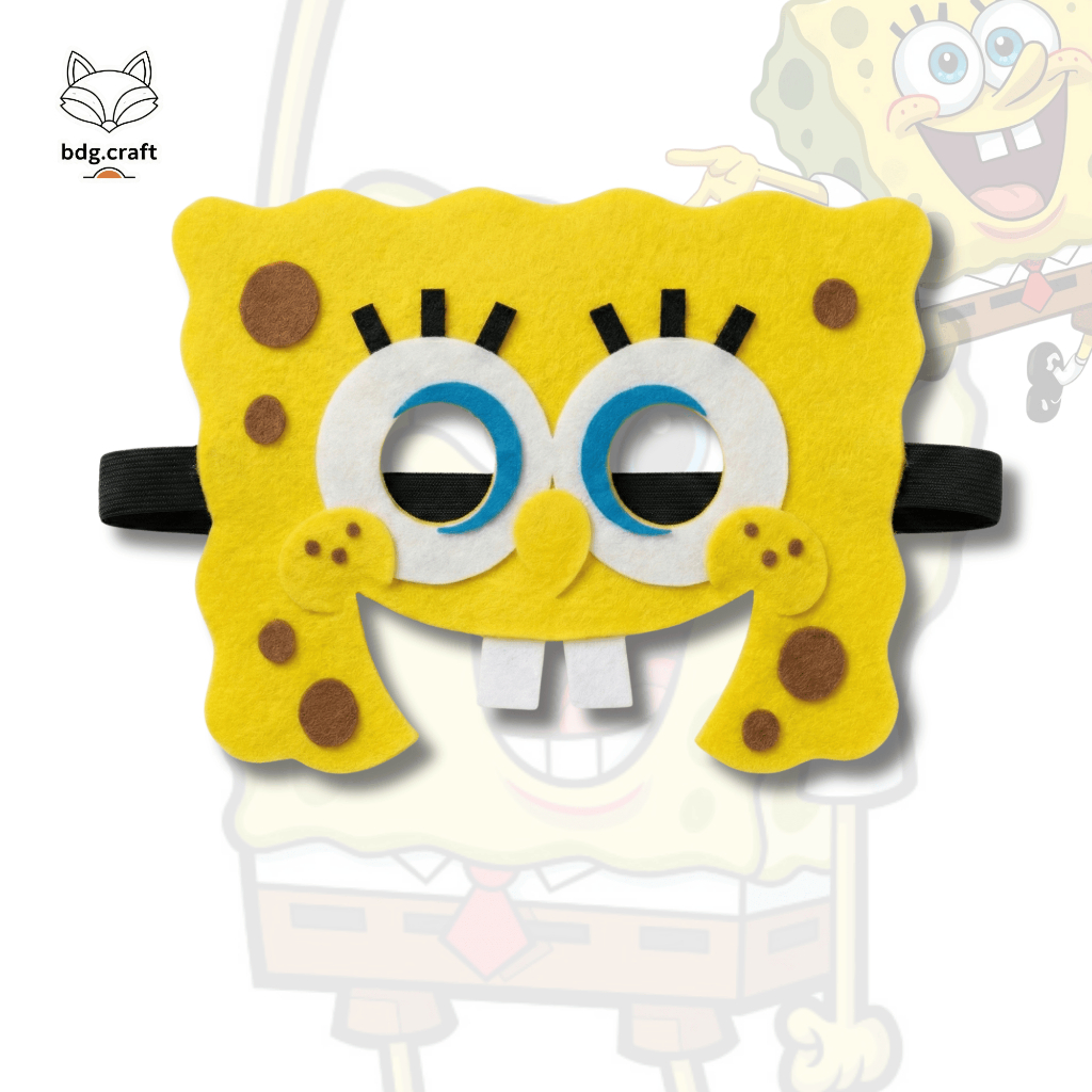 BDG CRAFT คอสเพลย์หน้ากากตัวอักษร spongebob ผ้าสักหลาดขนาดสําหรับเด็กผู้ใหญ่
