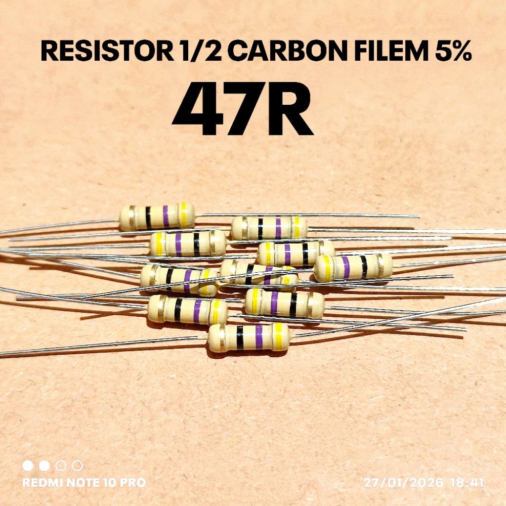 (10 ชิ้น) 1/2W 1/2WATT 47 47R OHM CF 5% ROHS RESISTOR