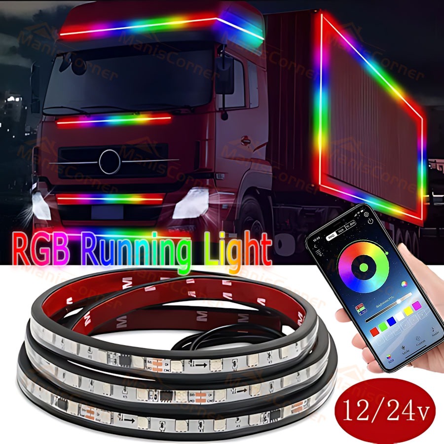 APP รุ่น 12 V/24 V ไฟ LED Strip Glass Variations วิ่ง Canter สุทธิแถบแสง 1.2/1.5/2 M สําหรับรถบรรทุก
