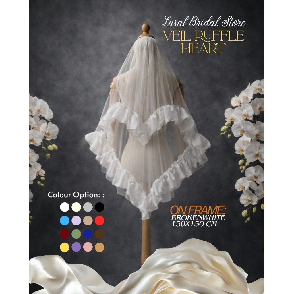 Veil Wedding Ruffle Heart Veil Slayer Remple