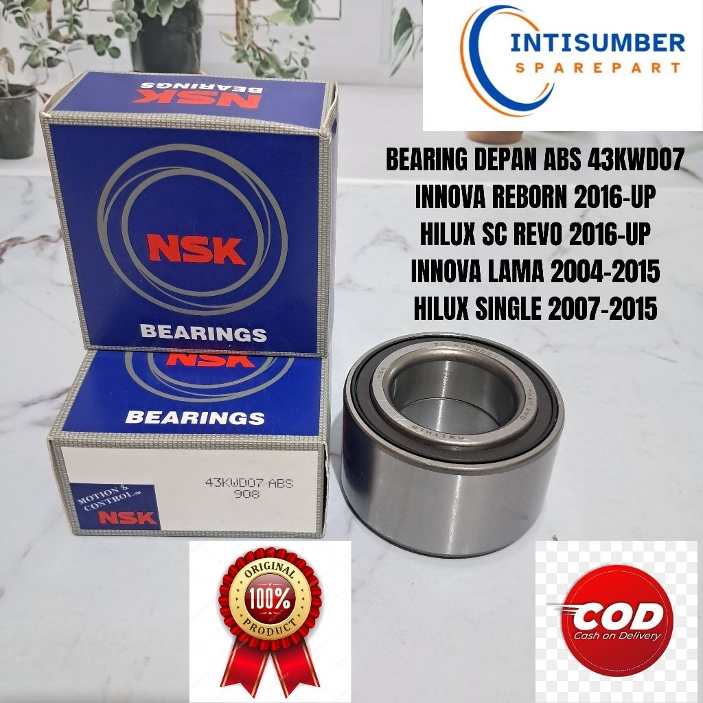 แบริ่งด้านหน้า 43KWD07 ABS INNOVA REBORN INNOVA OLD HILUX REVO SC VIGO SC NSK BRAND ORIGINAL