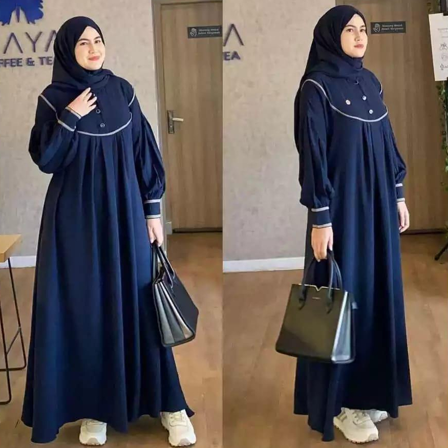 Denay Gamis เสื้อผ้าอิสลามสําหรับผู้หญิงมุสลิม วัสดุ Cringkle Airflow เย็นสบาย