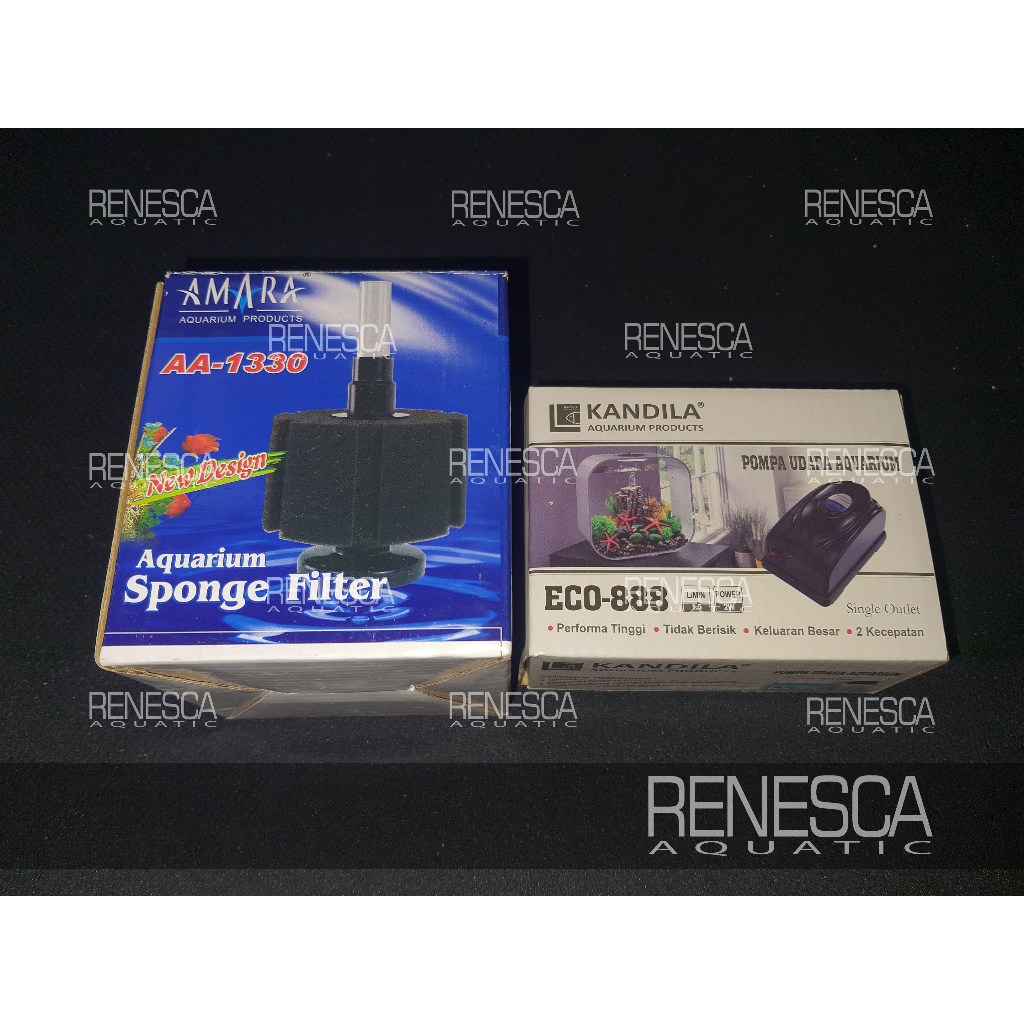 MESIN แพ็คเกจสมบูรณ์ Kandila ECO 888 + Amara AA 1330 ตัวกรอง Biofoam - เครื่องเติมอากาศออกซิเจนอากาศ