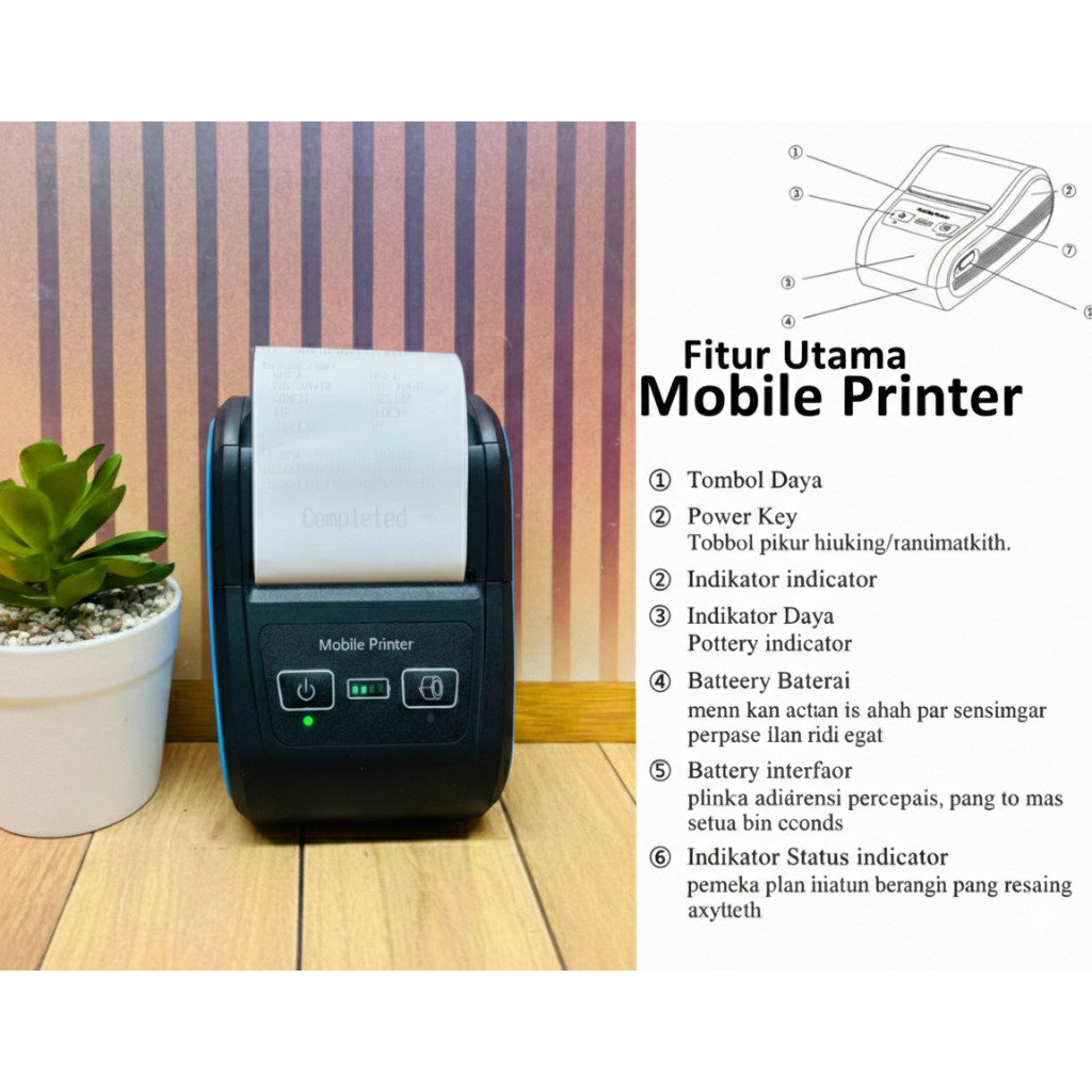 BT MINI PORTABLE PRINTER / กระดาษขนาดเล็กแบบพกพา BLUETOOTH PRINTER 58MM WIRELESS THERMALT PRINTER