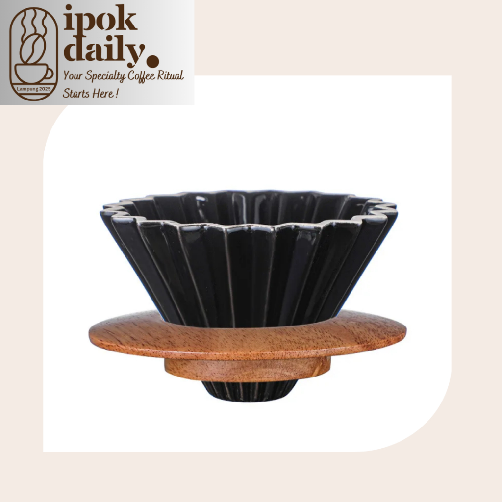 V60 Origami เซรามิคกาแฟ dripper Filter 2-4 ถ้วย Minimalist สีดําทนความร้อนเซรามิคไม้
