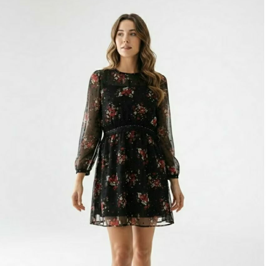 Zara Basic Collection Midnight Bloom Mididress