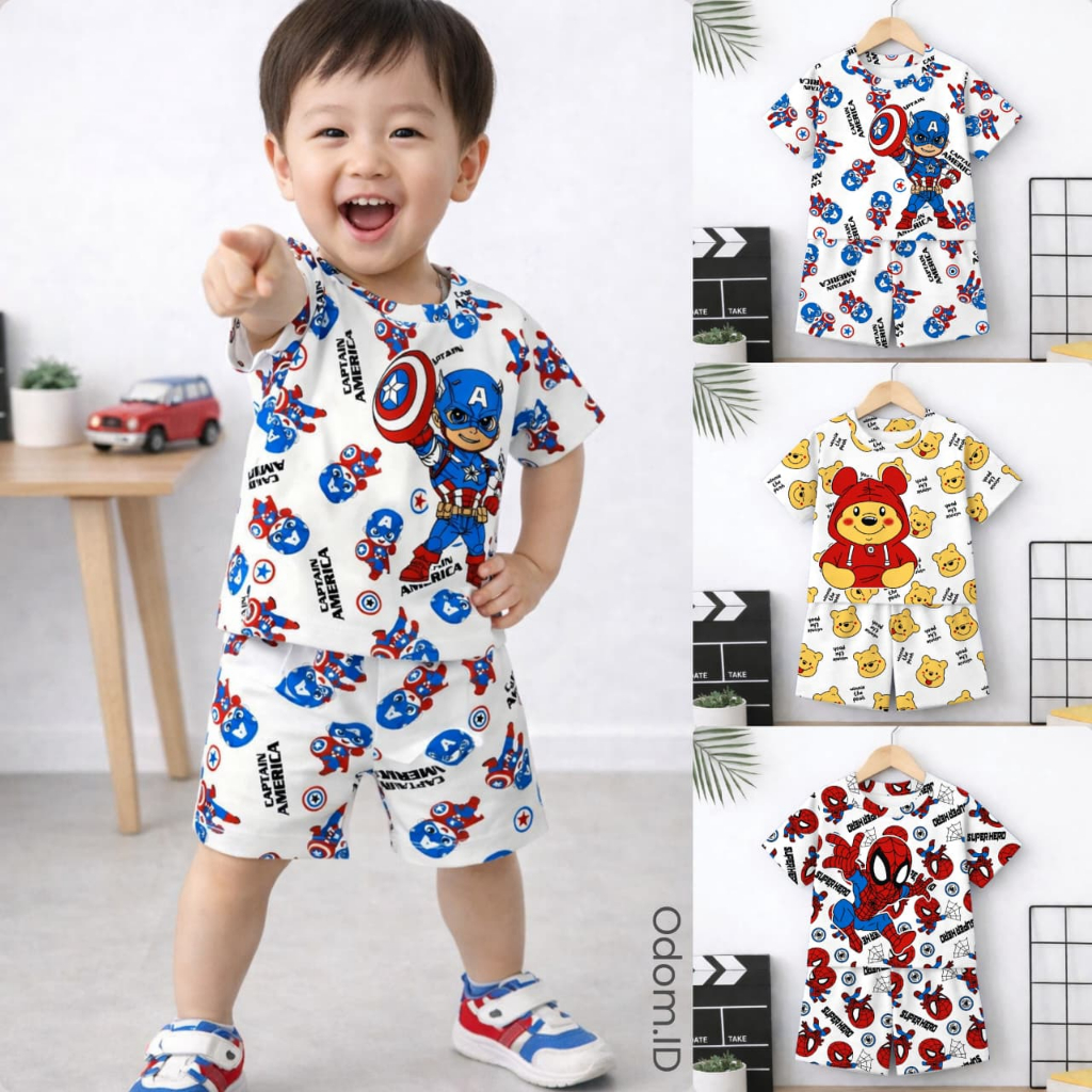 BOYS DAILY CLOTHES SET / BOYS SET WITH SUPERHERO RANDOM MOTIF TC MATERIAL (38)