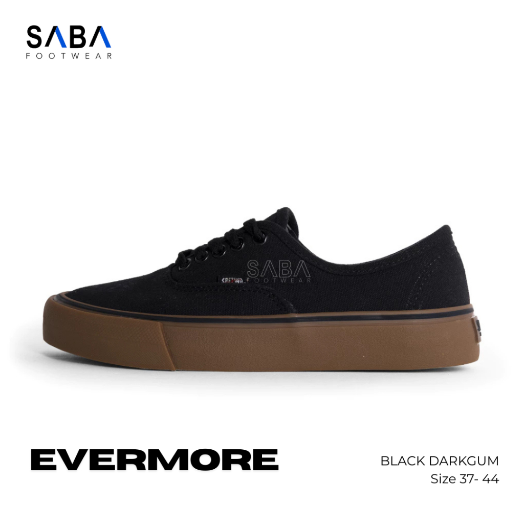SABA Evermore Black Dark Gum - รองเท้าผ้าใบลําลองสําหรับบุรุษและสตรีของแท้ 100% EVM 46