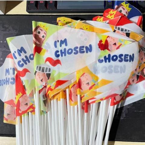 ผ้าธง Qiraati ขนาดเล็ก 22x16 ซม. TPQ Flag โลโก้ธงมือที่กําหนดเองและชื่อหน่วย