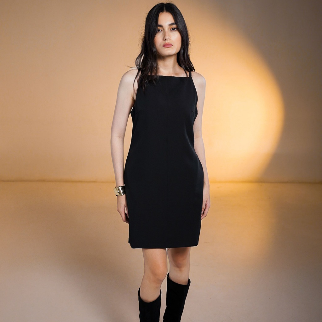 This Is April Solange Dress Womens Plain Casual to Official Mini Dress สีดํา