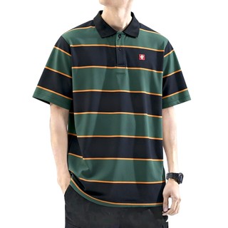 SKULLEND Kaos Rugby Polo Salur T-shirt Oversize Stripe Pria Wanita