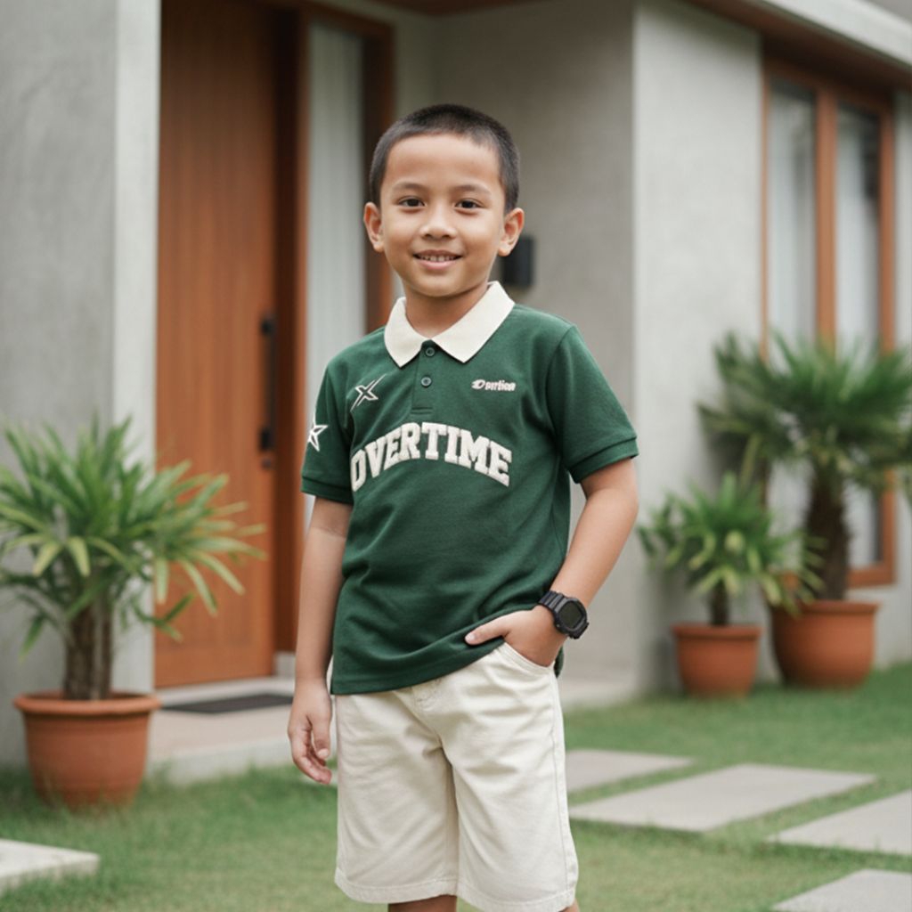 Overtime Polo Rugby Shirt gren เสื้อโปโลเด็ก GREN 012