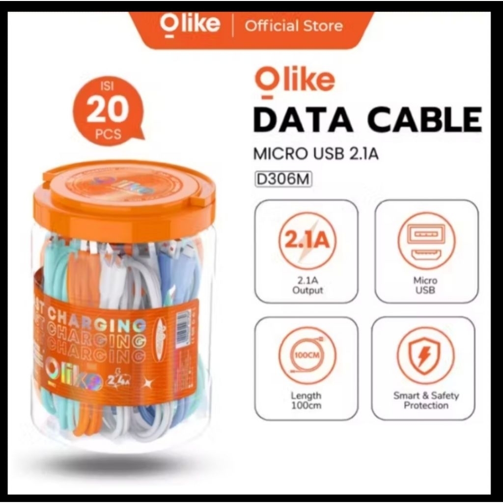 (JAR) OLIKE D306 Olike Fast Charging Data Cable D306M D306C D306L
