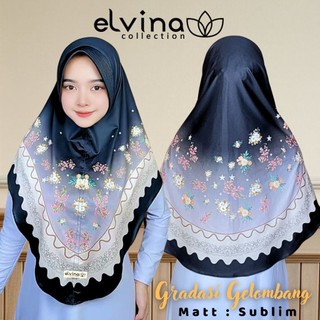 Elvina Hijab Sublin Printing Gradasi Glombang Bunga Jersey Daily