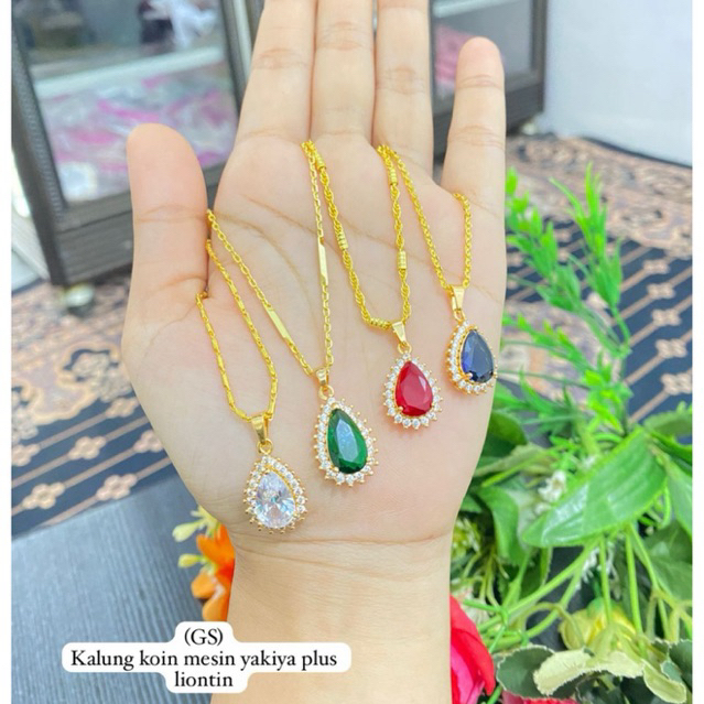 MESIN MACHINE COIN NECKLACE PLUS CRYSTAL PENDANT