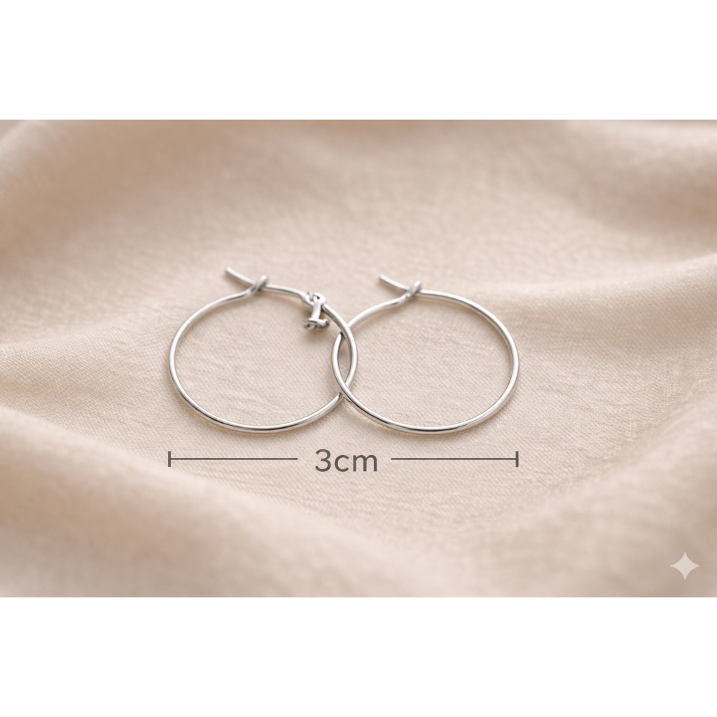 TITANIUM HOOPS SILVER EARRINGS