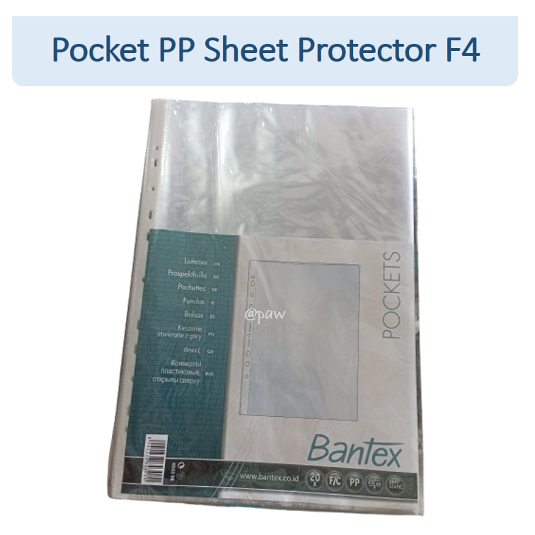 Pocket PP Sheet Protector A4 F4 Bantex 20s/PP Pocket Clear/ Sheet Protector A4 F4/ โฟลเดอร์พลาสติก/ 