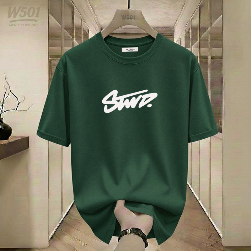 W501 - เสื้อยืด Distro ลาย Stwd สีขาว ผ้าฝ้าย 24s เสื้อเชิ้ตแขนสั้นอินเทรนด์สําหรับผู้ชาย