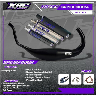 KNALPOT RACING AG STYLE NINJA R/SS/RR TYPE C, COBRA MEDIUM / SUPER COBRA BLACK ORIGINAL KRC RACING MUFFLER YOGYAKARTA