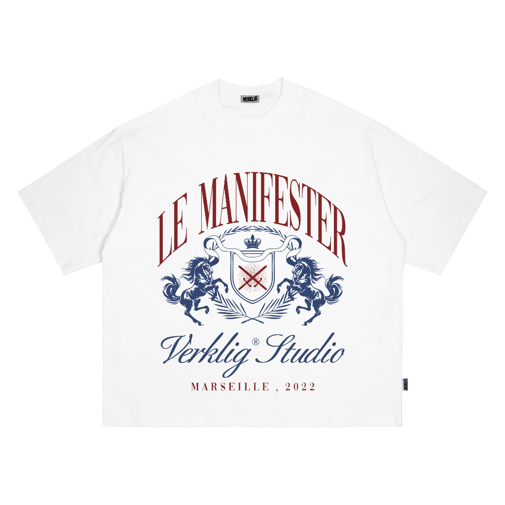 Verklig Studio เสื้อยืด Boxy ขนาดใหญ่ Manifest Heavyweight 16s Boxy Fit T Shirt - ผ้าฝ้ายหวีสีขาว