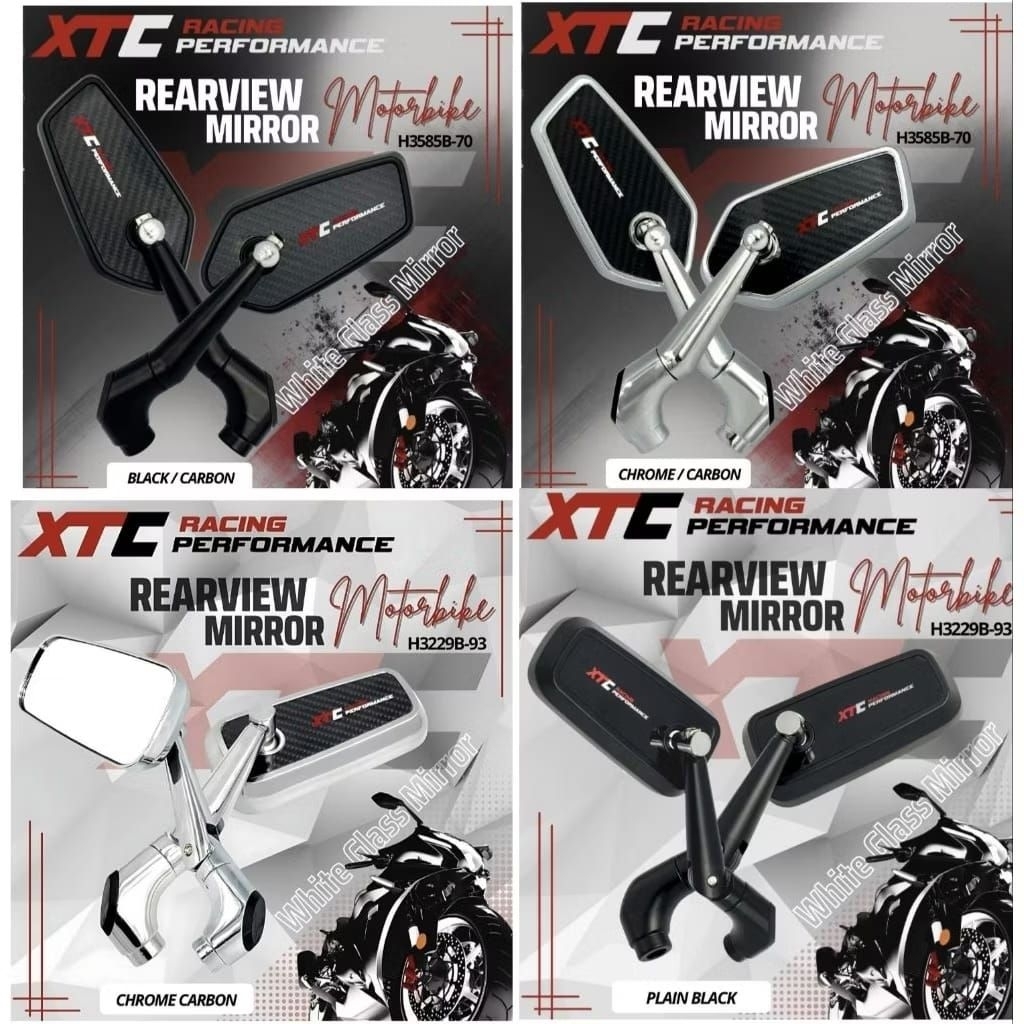 XTC SQUARE & SQUARE MIRROR CIRCUIT LATAR CARBON CHROME และ CARBON BLACK UNIVERSAL FOR ALL MOTORCYCLES