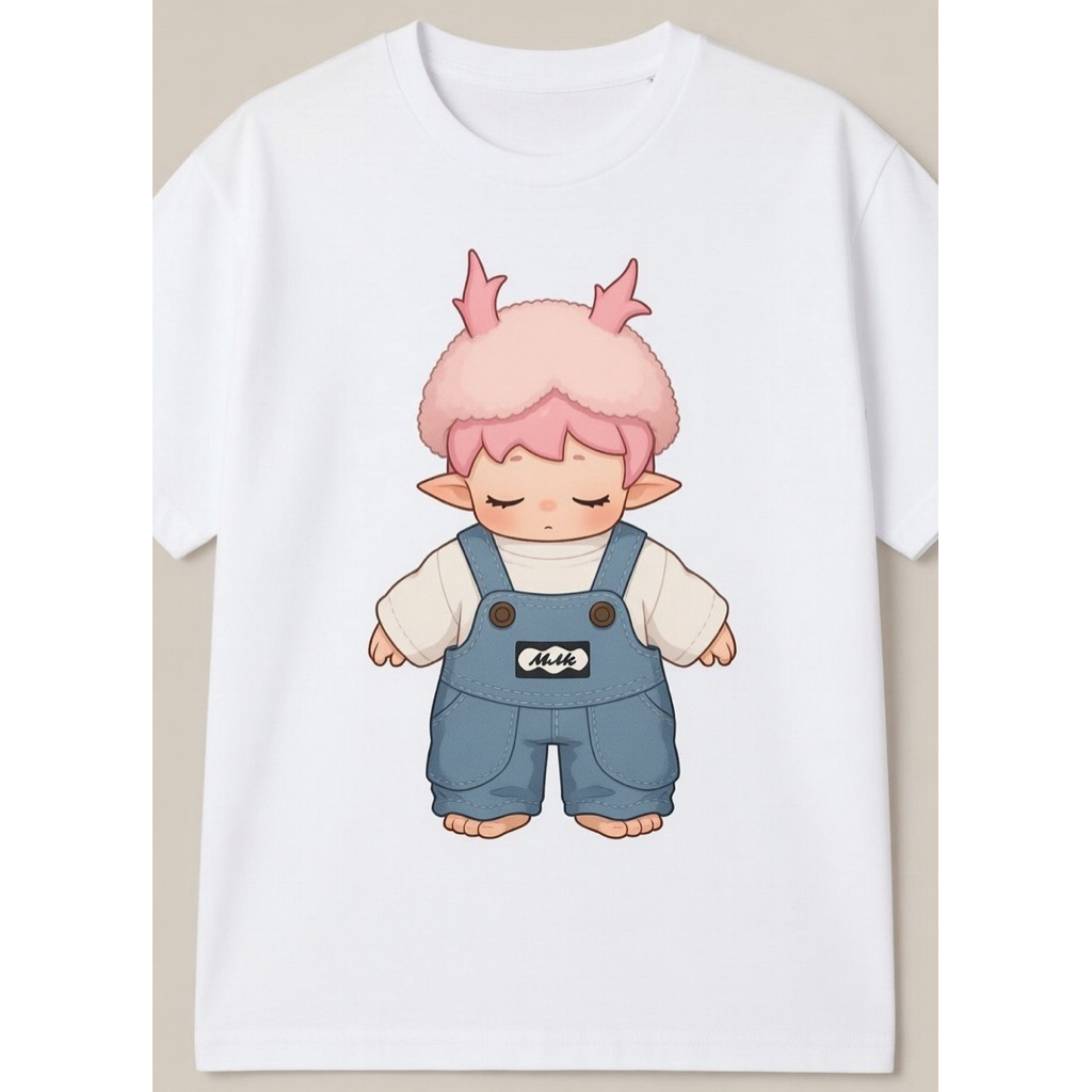 [READ DESCRIPTION] MIMI BUNS CITY WALK DENIM OVERALLS เสื้อยืดสีชมพู
