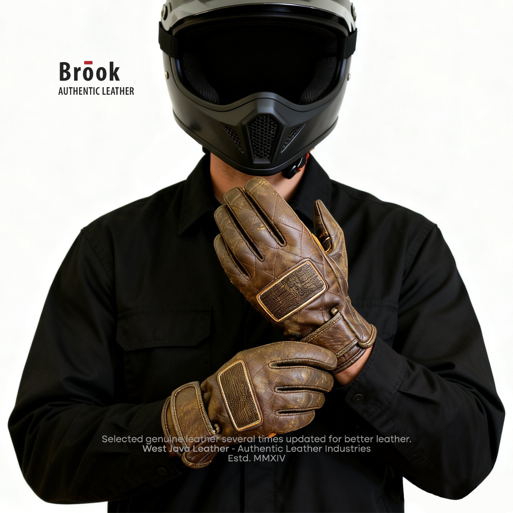 WJLR - BROOK ถุงมือมอเตอร์ไซค์หนังแท้ Retro Vintage Rusty Local Leather