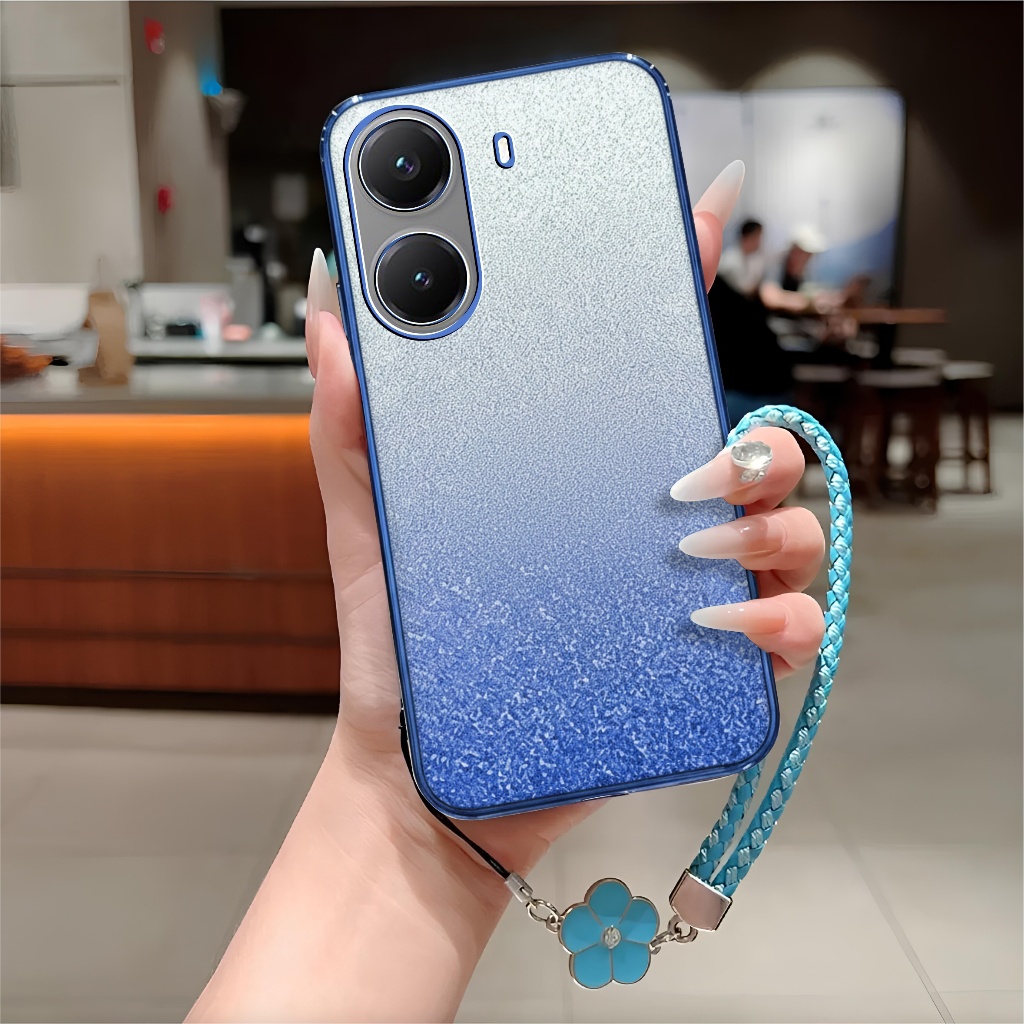 Softcase Xiaomi Poco X7 / X7 Pro 5G หรูหรา Tpu Glitter ฟรีเชือกเส้นเล็กดอกไม้ปลอก Hp