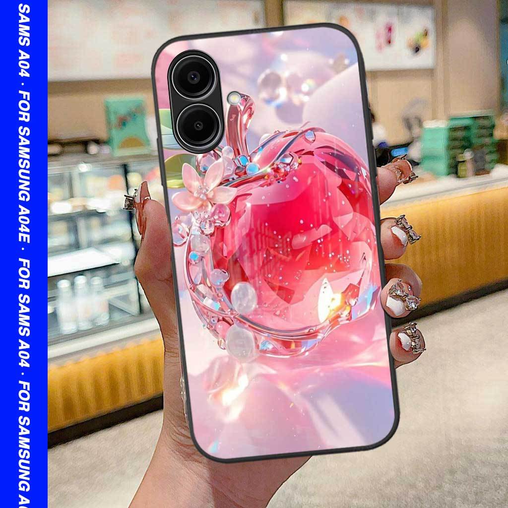 HP CASING สําหรับ SAMSUNG A04 [M379] SOFTCASE GLASS GLOSSY GLASS สําหรับ SAMSUNG A0E CHERRY MOTIF GL
