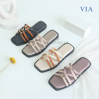 Bluebells VIA Sendal Slop Flat Wanita Kekinian (Tersedia Size 36-41)
