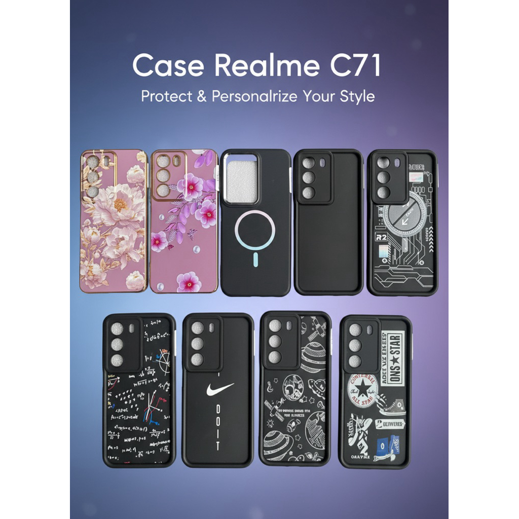 Realme C71 C73 Aesthetic น่ารักการ์ตูนตัวอักษร Softcase ปลอก Realme C71 C73 กันกระแทกสีชมพูสีดํา Pre
