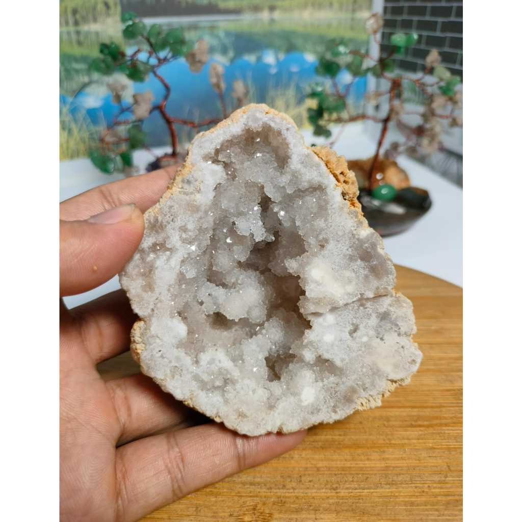 Natural Clear Quartz Druzy Morroco Geode Stone (9)